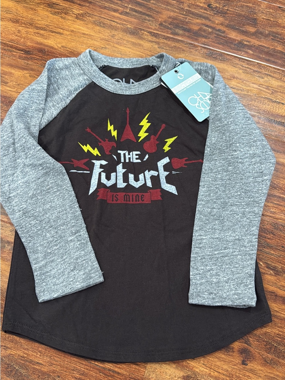 Kids Chaser Raglan Graphic Tee - 'The Future' Black & Gray